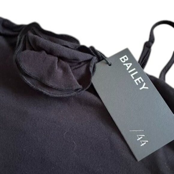 Bailey/44 Anthropologie Black Cropped Spaghetti Strap Top, Rosette Front, Medium - Picture 5 of 7